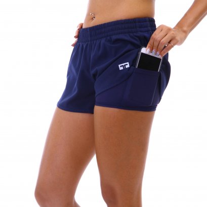 Women’s 2 in 1 Race Shorts กางเกงวิ่งขาสั้นหญิง สีกรม